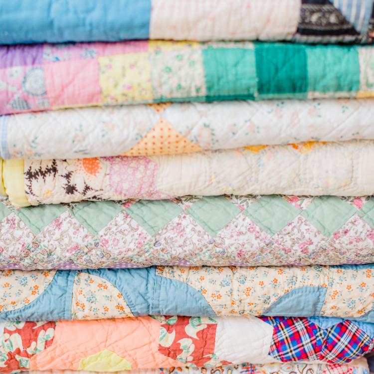  Stack of folded quilts 